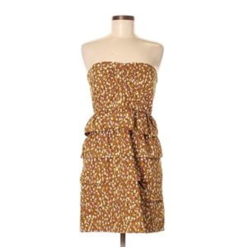 J. Crew Factory Strapless Dress Gold/Purple Size 8